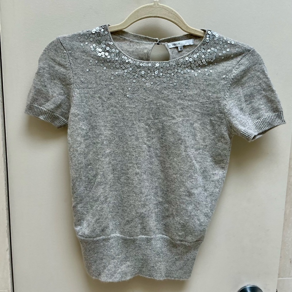 Vince Silver Embellished Cashmere sweater